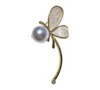 Butterfly brooch pearl decorative contemporary water drop silhouette craftsmanship for alloy, フリーサイズ