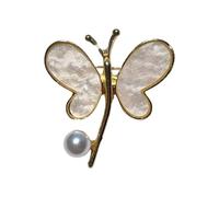 Butterfly brooch pearl decorative contemporary water drop silhouette craftsmanship for alloy, フリーサイズ