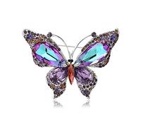 Butterfly Brooch Pins Women Rhinestone Crystal Enamel Insect Pin Safety Pin Wedding Lapel Pins Dress Accessories Jewelry Gift For Women Girls Purple