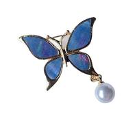 Butterfly Brooch With Pearls & WATERDROPS Accents DurableS Alloy Jewelry For Women's Coats & Dresses Statement Brooch Pin