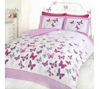 Butterfly Butterflies Flutter Duvet Cover Bedding Set - BLUE GREEN PINK YELLOW