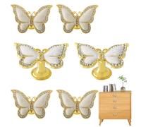 Butterfly Cabinet Knobs,6 Pieces Butterfly Knobs Single Hole Pulls Handles Decorative Door Cabinet Drawer Cupboard Furniture Door Wardrobe (Gold)