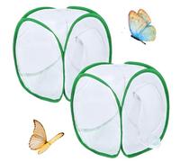 Butterfly Cages Mesh, Butterfly Cage 2Pcs Butterfly Habitat Cage 12x12x12'' Foldable Butterfly House Butterfly Garden Pop-up Mesh Tent Net Caterpillars for Butterfly Kit, Butterfly Net