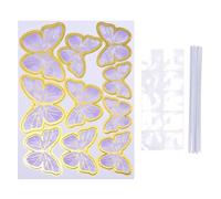 Butterfly Cake Decoration - 10X Butterfly Decoration Paper Cupcake Topper, Realistic 3D Winged Ornament with Golden Edges, Sturdy Vibrant Pastry Accent, Ideal for Engagement and Graduation