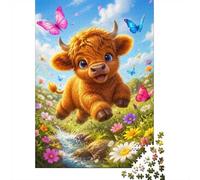 Butterfly Calf Meadow Jigsaw Puzzle, 1000 Pcs Indoor Adult Game | 70x50cm Cardboard, Brain Workout, Accurate Cutting, Adult Hobbyists, Stress Reduction