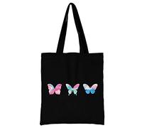 Butterfly Canvas reusable grocery bags, Foldable Casual Travel HandBag, Shoulder Beach Tote Bags, Shopper bag eco friendly super strong washable Storage bags Shopping bag Canvas bag for Women