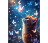 Butterfly Cat Jigsaw Puzzles for Adults 150 Pieces Educational Toys Challenging Game 150 Piece Puzzles for Adults for The Whole for Women Gifts for Men