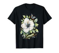 Butterfly Caterpillar Transformation Hibiscus Flower Nature T-Shirt