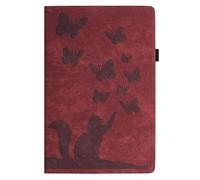 Butterfly Cats Case for Samsung Galaxy Tab S10 Ultra 2024/ S9 Ultra 14.6 Inch 2023/ S8 Ultra 2022 14.6 Inch with Pen Holder, Slim Folding Multi-Angle Stand Card Holder Cover, Red