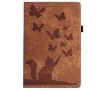 Butterfly Cats Case for Samsung Galaxy Tab S10 Ultra 2024/ S9 Ultra 2023/S8 Ultra 2022 14.6 Inch with Pen Holder, Slim Folding Multi-Angle Stand Card Holder Cover, Brown