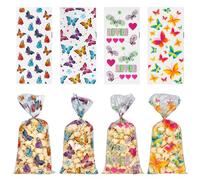 Butterfly Cellophane Bags,50 Pieces DIY Biscuit Cookie Bags,Colored Butterfly Candy Bags for Girls Boys Birthday Party Supply