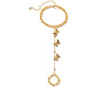 Butterfly Chain Ring Bracelet Linked Finger Bracelet And Ring Attached Hand Harness Adjustable Slave Chain Ring Bracelet For Women GirlsUseful and Professional