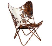 Butterfly Chair Real Cowhide Leather Relaxing Seating Sleeper Chair vidaXL