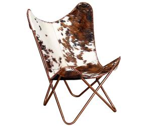 Butterfly Chair Real Cowhide Leather Relaxing Seating Sleeper Chair vidaXL