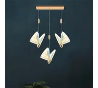 Butterfly Chandelier Dining Room Light Fixture 3 Lights Long Ceiling Kitchen Island 4500K 15W Modern LED Colorful Acrylic Lamp, for Bedroom, Living Room, St