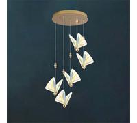 Butterfly Chandelier Dining Room Light Fixture 3 Lights Long Ceiling Kitchen Island 4500K 15W Modern LED Colorful Acrylic Lamp, for Bedroom, Living Room, St