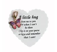 Butterfly Charm with Inspirational Card, Emotional Support Pocket Hug Butterfly Keychain Pendant Purse Decoration Christmas Birthday Encouragement Gift Pink