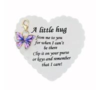 Butterfly Charm with Inspirational Card, Emotional Support Pocket Hug Butterfly Keychain Pendant Purse Decoration Christmas Birthday Encouragement Gift Purple