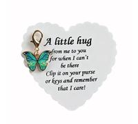 Butterfly Charm with Inspirational Card, Emotional Support Pocket Hug Butterfly Keychain Pendant Purse Decoration Christmas Birthday Encouragement Gift Green