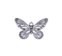 Butterfly Charms For Diy Jewelry Starter Kits, 30x20mm, Antique Silver Color, 10 Pieces