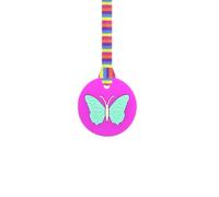 Butterfly Chew Necklace with Lanyard - Pink - Sensory Chew for Kids with Autism, Anxiety & ADHD - 100% Food Grade Silicone - Sensory Oojamabobs (8 Designs Available) (Pink Stripes, 54cm Lanyard)