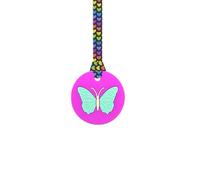 Butterfly Chew Necklace with Lanyard - Pink - Sensory Chew for Kids with Autism, Anxiety & ADHD - 100% Food Grade Silicone - Sensory Oojamabobs (8 Designs Available) (Rainbow Hearts, 54cm Lanyard)