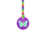 Butterfly Chew Necklace with Lanyard - Purple - Sensory Chew for Kids with Autism, Anxiety & ADHD - 100% Food Grade Silicone - Sensory Oojamabobs (8 Designs Available) (Rainbow Leaves, 70cm Lanyard)