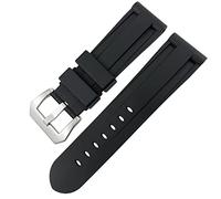 Butterfly Clasp Rubber Watchband 24Mm 26Mm for Luminor Submersible Colorful Silicone Sport Watch Strap/Black Sivler 1/26Mm