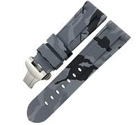 Butterfly Clasp Rubber Watchband 24Mm 26Mm for Luminor Submersible Colorful Silicone Sport Watch Strap/Camo Gray Silver 2/24Mm
