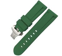 Butterfly Clasp Rubber Watchband 24Mm 26Mm for Luminor Submersible Colorful Silicone Sport Watch Strap/K Green Silver 2/24Mm