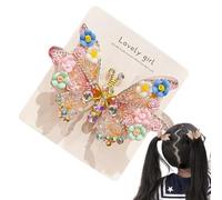 Butterfly Clips for Hair Colorful 3D Rhinestone Flying Pins