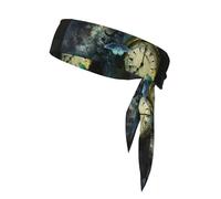 Butterfly Clocks Print Tie Headband For Women Men, Ninja Headbands, Adjustable Moisture Wicking Cooling Headband