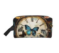 Butterfly Clocks Printed Makeup Bag Travel Portable Cosmetic Bag Large Capacity Makeup Case Toiletry Handbag Organiser for Women