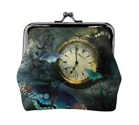 Butterfly Clocks Printing Small Coin Purse, Lightweight Travel Wallet for Sightseeing Tours and Shopping Sprees
