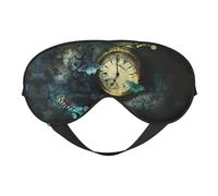 Butterfly Clocks Printing Soft Eye Mask,Double-Sided Soft Eye Cover for Sleep,Travel,Yoga, Adjustable Strap, Blocks Light