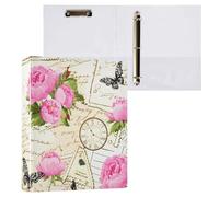 Butterfly Clockwork Letter Beige 3 Ring Binder 1.5 Inch Ring Binders with Clear View Binder Organizer for Office School Home, 200 Sheets Capacity, Fit A4 Letter Size Paper, 2 Pack