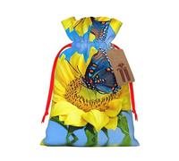 Butterfly Collect Nectar on Sunflower Gift Bag with Handles and tag, Perfect for Christmas, Birthday, Wedding or Daily Gift - (M)