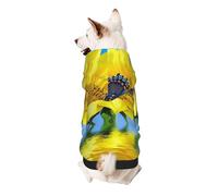 Butterfly Collect Nectar On Sunflower Print Dog Hoodie Sweatshirt For Small Dogs, Warm, Soft And Breathable Pet Clothes, Easy To Wear Jumper For Winter And Fall Warm