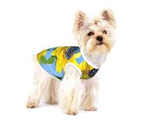 Butterfly Collect Nectar On Sunflower Print Small Dog Clothes Pet Vest, Soft Cotton Sleeveless T-Shirts Breathable Pet Tank Top Apparel For Puppies And Cats