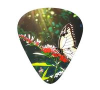 Butterfly collecting nectar guitar pick set, 3 different thicknesses, 12 pieces for a variety of instruments