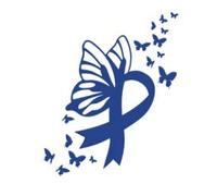 Butterfly Colorectal Cancer Ribbon Decal | Blue | Made in USA by Foxtail Decals | for Car Windows, Tablets, Laptops, Water Bottles, etc. | 3.7 x 4.5 inch
