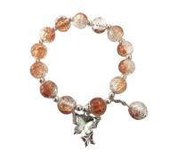 Butterfly Colored Glaze Bracelet Handmade Beads Female Bracelet Ice Crack Broken Beads Beads Beaded Earrings (Brown, One Size)