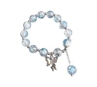 Butterfly Colored Glaze Bracelet Handmade Beads Female Bracelet Ice Crack Broken Flower Beads Beads Big Hoops Earrings (C, One Size)