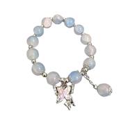 Butterfly Colored Glaze Bracelet Handmade Beads Female Bracelet Ice Crack Broken Flower Beads Beads Long Dangling Earrings (J, One Size)