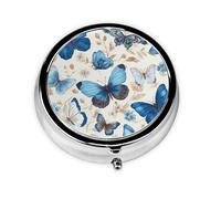 Butterfly Colorful Small Pill Box 3 Compartment Portable Pill Box for Purse Pocket Watercolor Mini Medicine Organiser for Daily Vitamin Fish Oil Storage
