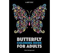 Butterfly Coloring Book For Adults: Black Background: Volume 3