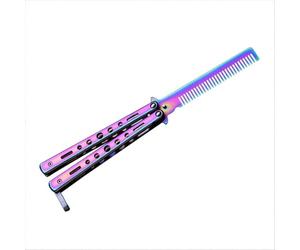 Butterfly Comb Foldable Pocket Comb Stainless Steel Spring Knife Spring Bags Oil Hair Comb Foldable Hair Styling Brush Folding Practice Training Butterfly Style Comb Hand Tool
