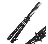 Butterfly Comb, Foldable, Practice Butterfly, Flipping Trick, Stainless Steel, Butterfly Hair Comb for Beginner, Salon Beauty Tool, for Trainer Lover