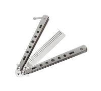 Butterfly Comb Mustache Beard Brushes Practice Comb for Beginners Training Silvery, 21.5cm