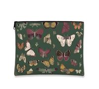 Butterfly Cosmetic Bag, Vintage Floral Makeup Pouch for Travel, Portable Canvas Zipper Organizer for Women, Green, 7x9 Inch, Butterflies
